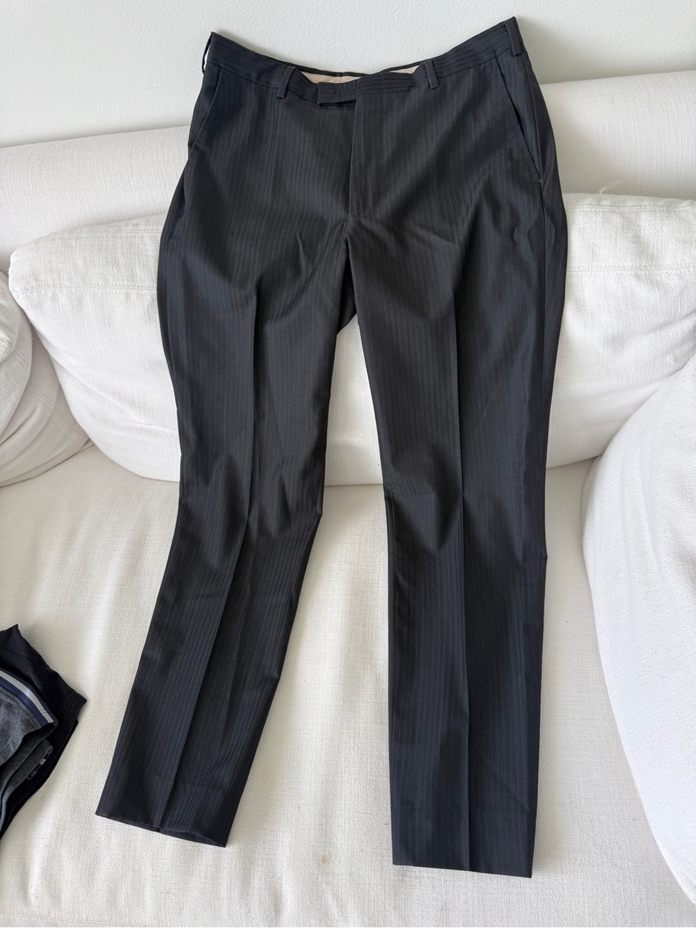 Z Zegna Black Pinstripe Tailored Dress Pants